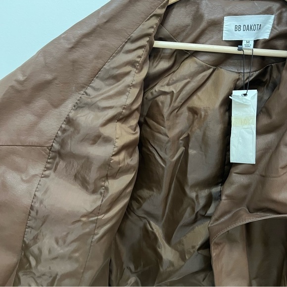 NWT BB Dakota Faux Leather Jacket w/ Zipper & Asymmetrical Collar - Picture 6 of 10